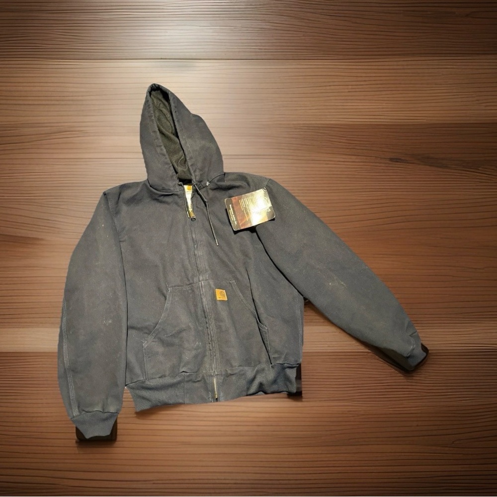VTG New Carhartt Jacket Mens Medium Reg J25 MDT Duck Hooded Canvas Sandstone